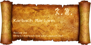 Karbach Mariann névjegykártya